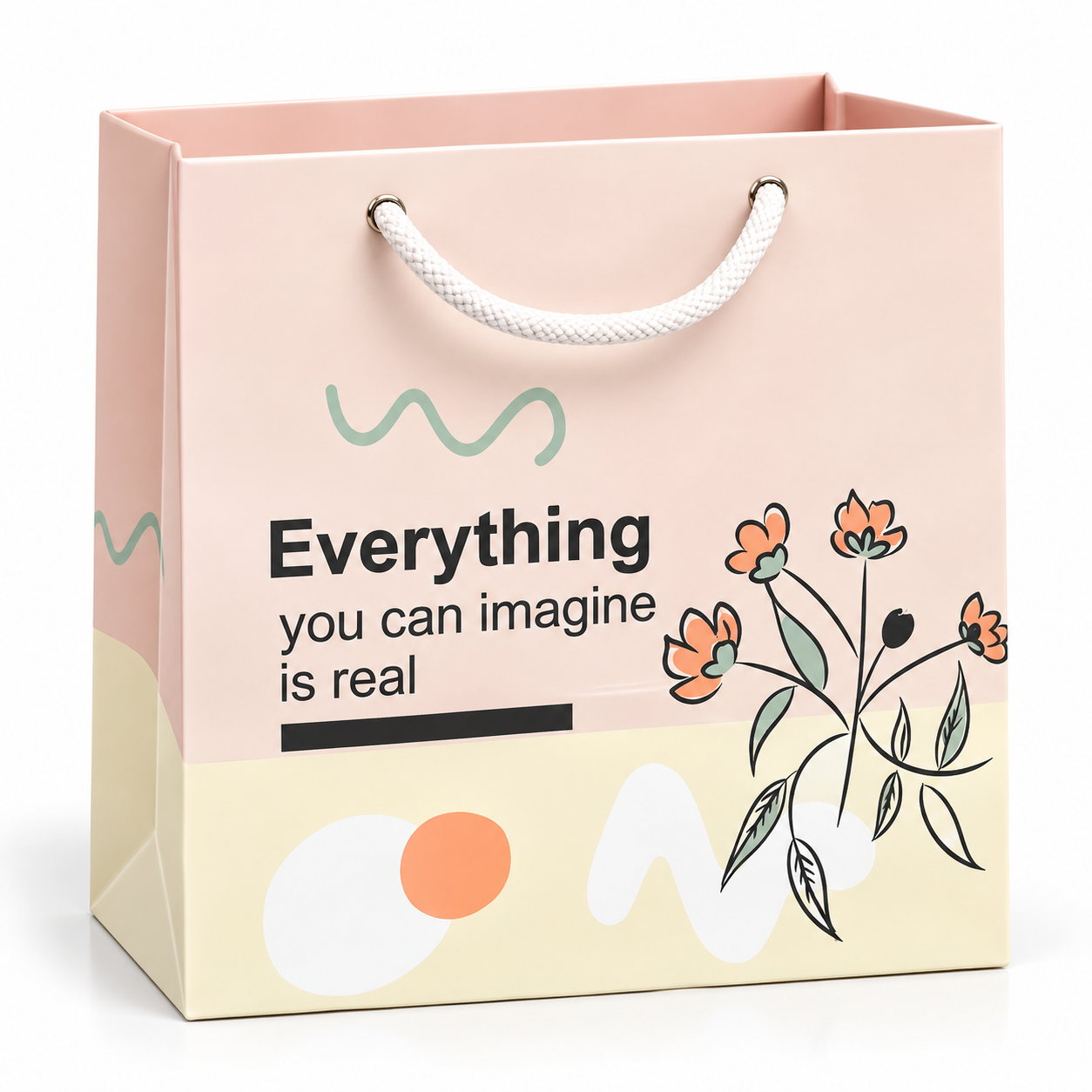 🛍️ بگ هدیه فانتزی کرم و گلبهی